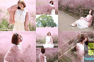13张浪漫粉红草唯美女孩写真RAW原片CR3格式