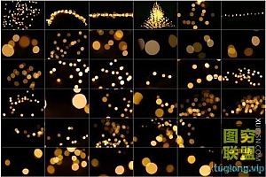 60P金色闪亮散景照片叠加包Golden Shiny Bokeh Photo Overlays Pack
