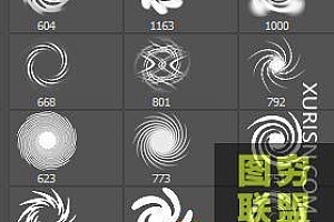12个抽象漩涡波纹光线荡漾photoshop笔刷素材