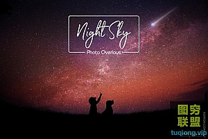 38P 浪漫夜空及月亮图片叠加素材Night Sky and Moon Overlays