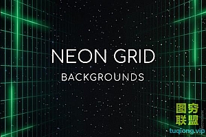 高清霓虹网格背景PNG透明层图片Neon Grid Backgrounds