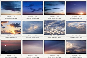 40张高清日落晚霞天空云彩图片素材包Sunset Sky Overlays
