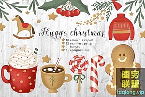 圣诞节主题高质量手绘插图Hugge Christmas Illustrations