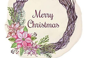 8款圣诞节水彩贺卡矢量图合集Merry Christmas Watercolor Greeting Card
