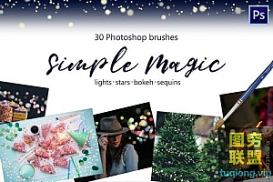 30个魔法光效PS画笔Magic brushes-lights , bokeh , tinsel
