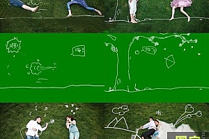 12款影楼创意婚纱摄影写真手绘PSD模板