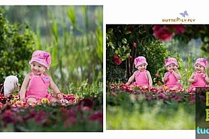 22P高清3D立体儿童相册PSD模板{花园里的宝贝}